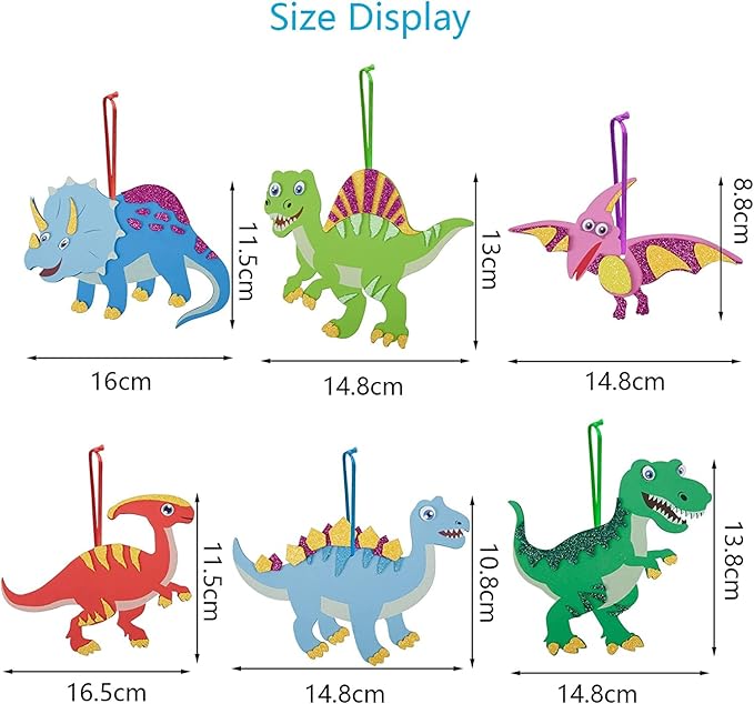 Fennoral 12 Pack Dinosaur Craft Kit for Kids Creative Make Your Own Dinosaur Foam Stickers DIY Arts and Crafts for Kids Boys Girls Party Favor Supplies Birthday Gifts