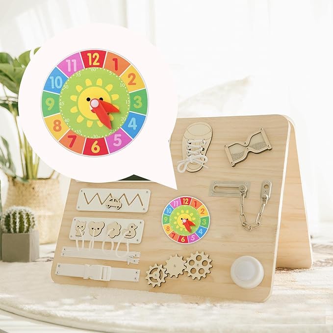 Wooden Busy Board Accessories Busy Board Material Educational Learning Toy for Boy Toddlers Children, Sun