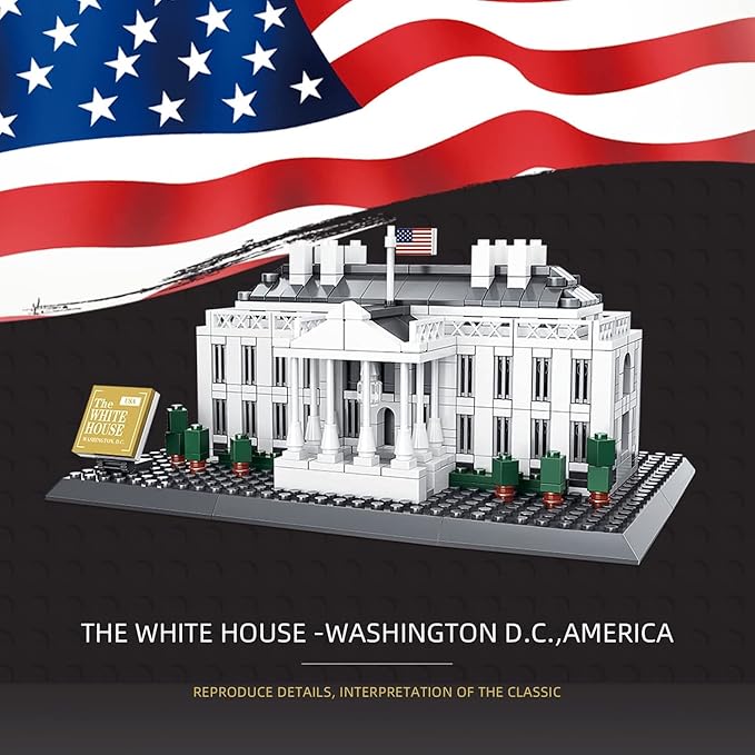Liberty Imports White House Building Blocks Set, 770 Pieces Washington D.C. White House Famous Landmark Series - Architecture Bricks Toy Model for Kids and Adults