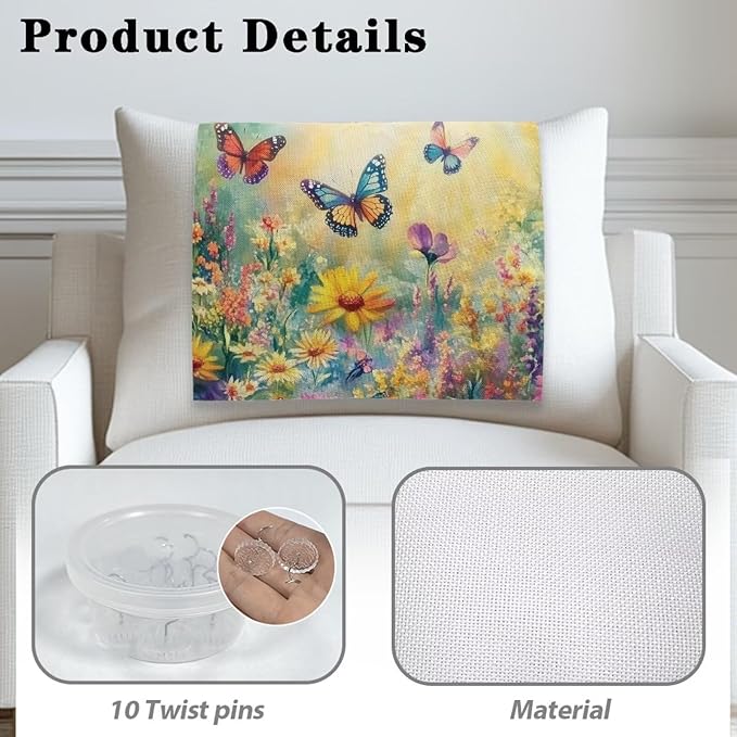 Butterfly Head Rest Cover for Recliner Easy to Install Floral Headrest Slipcovers Covers Pet Scratch Resistant Couch Headrest Covers for Sofa 3 Pack