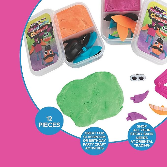 Fun Express Build Your Own Sticky Sand Characters - Craft Toys for Kids - 12 Pieces