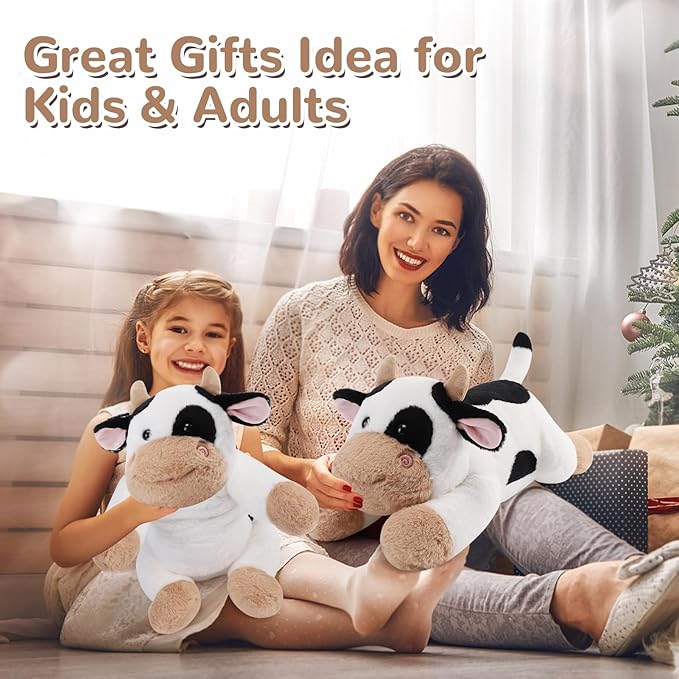 Cow Weighted Stuffed Animals - 12 Inch 1.0 Pounds Weighted Plushies Cow Stuffed Animals - Small Plush Pillow - Cute Plush Toys Gifts for Kids & Adults (12" 1.0 lbs)