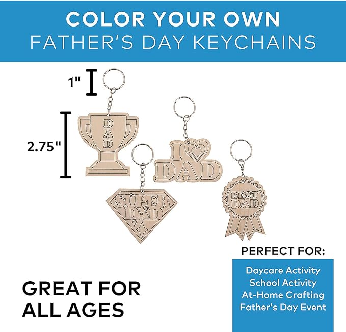 Color Your Own Wood Father'S Day Keychains - Crafts for Kids and Fun Home Activities