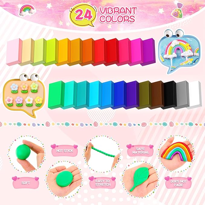 CGBOOM 527Pcs Polymer Clay Earring Making Kits, 3 in 1 Clay Kit Earring and Bracelet Making Kit, Polymer Clay kit for Adults Teens Girls