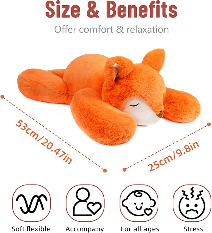 Niuniu Daddy 20" | 3.3 Pound Fox Weighted Stuffed Animals, Giant Fox Sensory Body Pillow Plush Toy, Heavy Weighted Lap Animals with Adults Kids & Soft Squishy Fur for Birthday