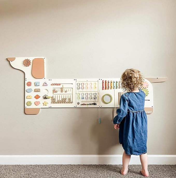Beright Dog Activity Wall Busy Board Panels, Montessori Sensory Toys, Toddler Learning Activity Center, Perfect for Toddler Playroom & Children's Daycare, White