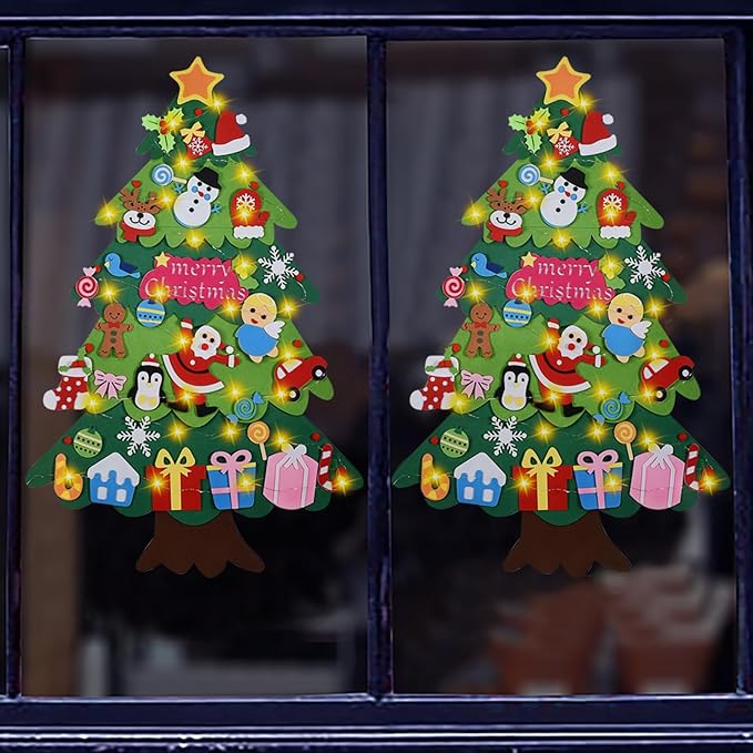 Felt Christmas Tree - 3.4 FT Christmas Decorations for Toddlers with 41 Pcs Ornaments,DIY Xmas Gifts for Door Wall Hanging Decorations.