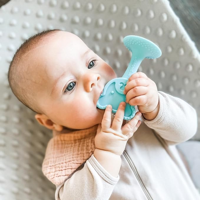 oogiebear Infant-to-Toddler Training Teether Toothbrush - 0-2 Years - 360° Soft Silicone, Promotes Safe Brushing, Baby & Kids Health - Teddy Bear Design Oral Care - 1 Unit