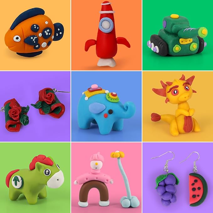 Polymer Clay,Ixiaoyoo Oven Bake Modeling Clay for Kids, DIY Starter Kits Model Clay, Non-Toxic, Non-Sticky,with Sculpting Tools, Ideal for Children and Artists