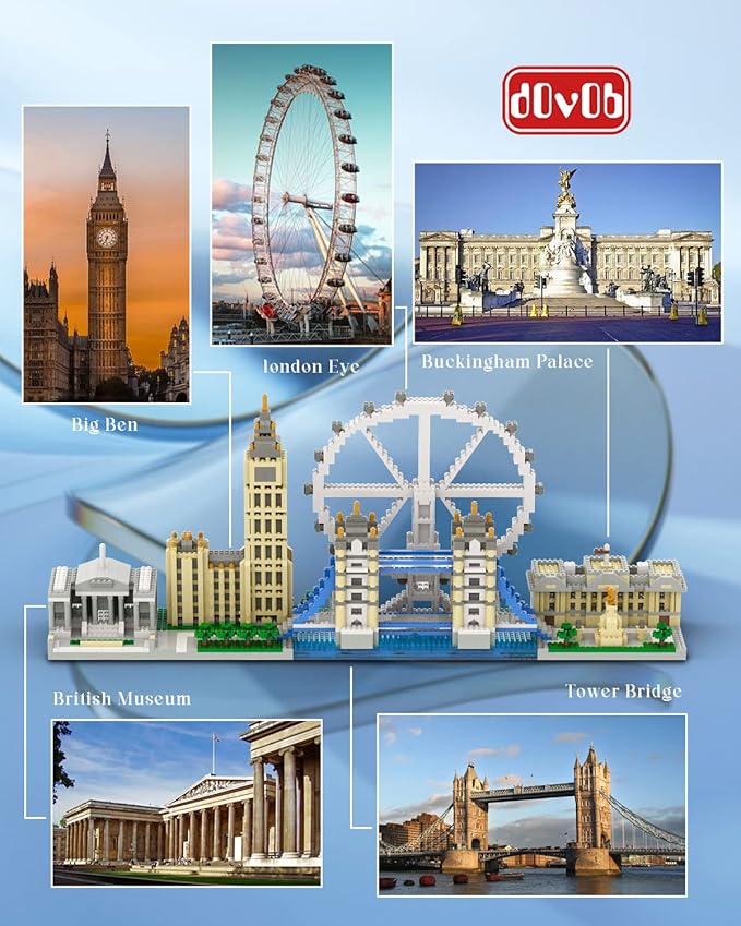 dOvOb Architecture London Skyline Collection Micro Mini Blocks Set Model Kit and Gift for Kids and Adults (3076 Pieces)