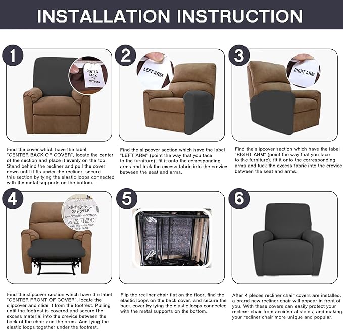 NILUOH Recliner Covers 4-Pieces Stretch Lazy Boy Recliner Chair Covers with Pocket Floral Pattern Reclining Slipcovers Soft Sofa Slipcover Furniture Protector for Pets Kids (Recliner, Pattern 31)
