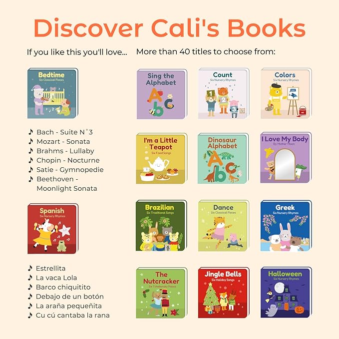 Cali's Books Chinese Nursery Rhymes Book - Sound Books for Toddlers 1-3. Chinese Baby Book - Music Toys for Bilingual Children with Lyrics & Translation