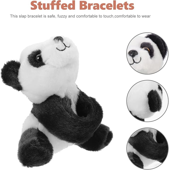 1PC Animal Slap Bracelet, Stuffed Animal Panda Snap Bracelet, Jungle Themed Slap Bracelet, Animal Plush Toys Party Favors for Kids Boys Girls…