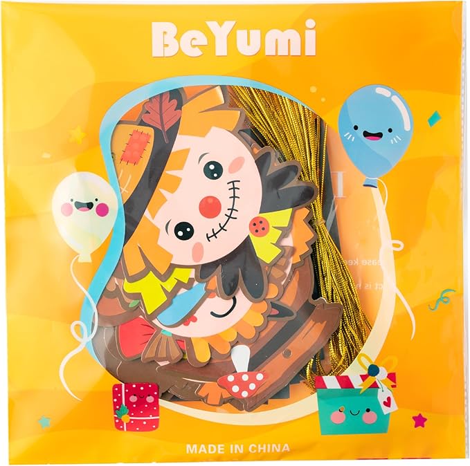 BeYumi 123Pcs Fall Scarecrow Head Craft Kit DIY Scarecrow Craft Autumn Thanksgiving Art Craft Make Your Own Scarecrow Head Set Home Classroom Game Activities Art Supplies Decor for Kindergarten Kids