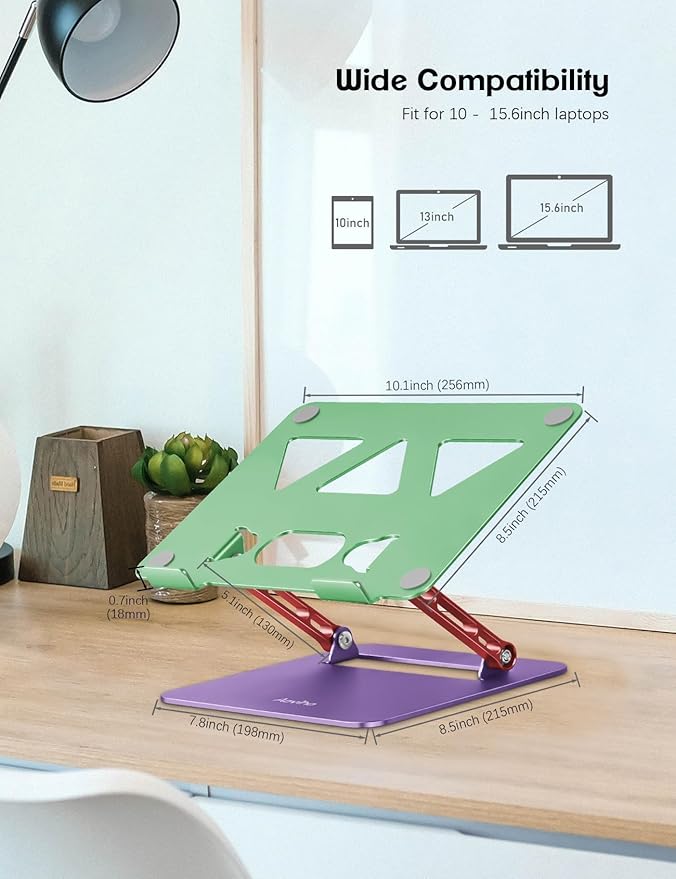 Laptop Stand for Desk-Adjustable Laptop Stand Holder -Foldable Notebook Computer Stands for MacBook Air Pro HP Lenovo Dell Samsung Chromebook, 10-15.6 inch, Mixed Color