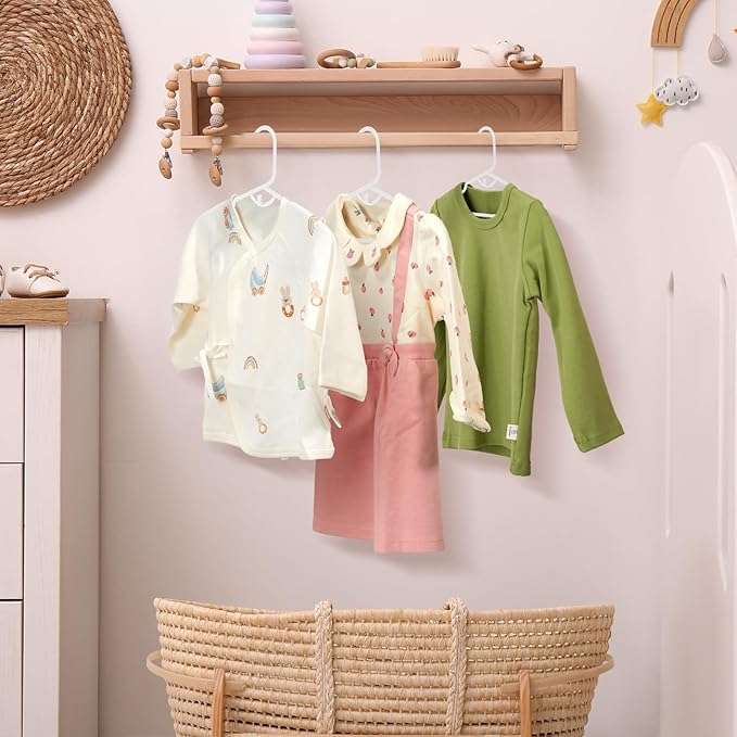Baby Hangers, 20 Pack White Plastic Kids Hangers Stackable Toddler Hangers for Baby Toddler Infant, 11.4 inch Durable Small Hangers for Children's Clothes, Baby Nursery Closet Hangers