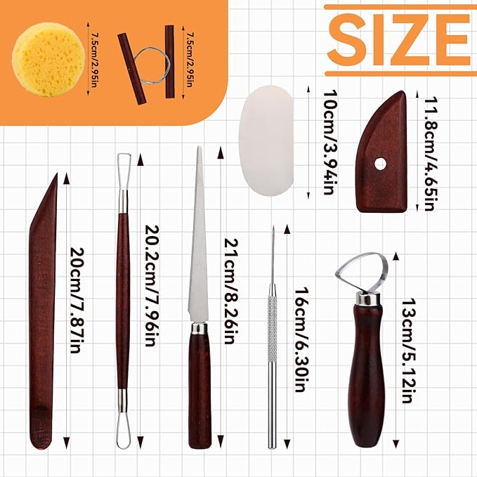 Pottery Tools Kit, Clay Tools Set, Ceramic Tool Kit, Pottery Tools and Supplies with Clay Cutting, Modeling, Trimming Tools for Smoothing, Cleaning, Carving