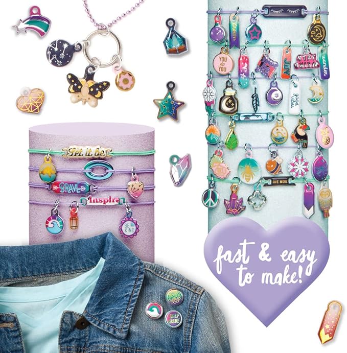 Craft-tastic — Puffy Charming Charms — Designs Pins, Necklaces, and Bracelets — Fun Creative Craft Kit for Ages 8+