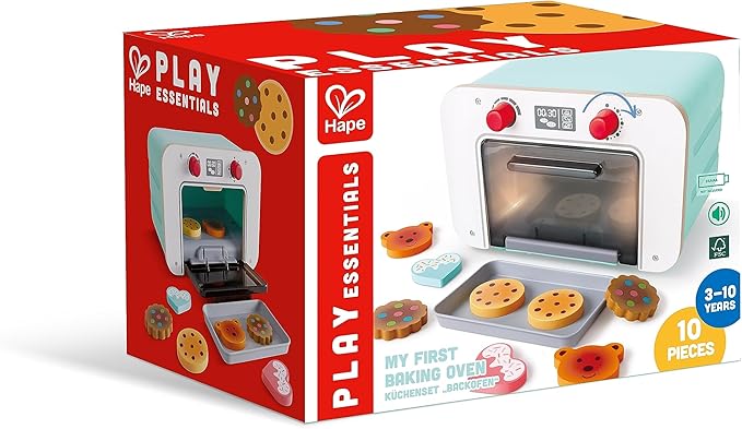 Hape: Countdown Baking Oven - Lights & Sounds, Wooden Kitchen Toy Playset, Biscuit & Baking Tray Accessories, Realistic Pretend Play, Kids Ages 3+