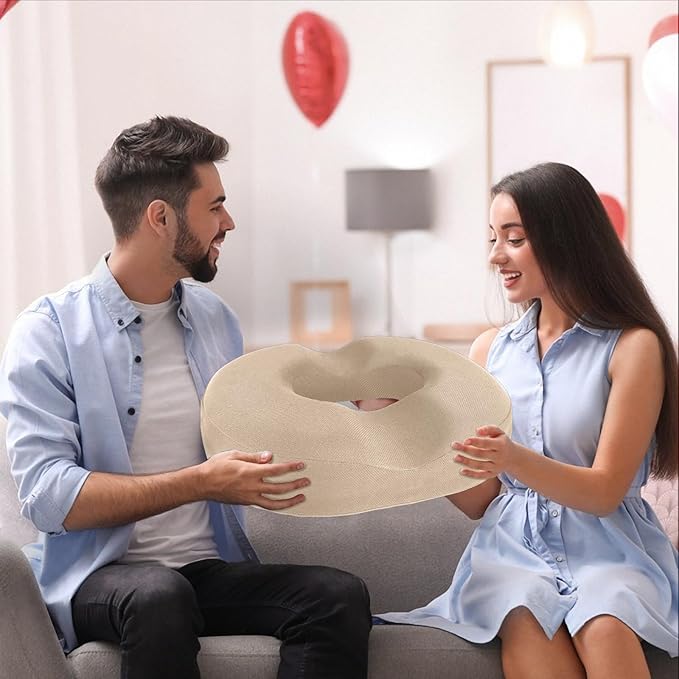 BlissTrends Donut Pillow Seat Cushion, Donut Chair Cushions for Postpartum Pregnancy&Hemorrhoids, Tailbone Pain Relief Cushion, Memory Foam Lifting Cushions for Office & Home Chairs (Khaki, XX-Large)