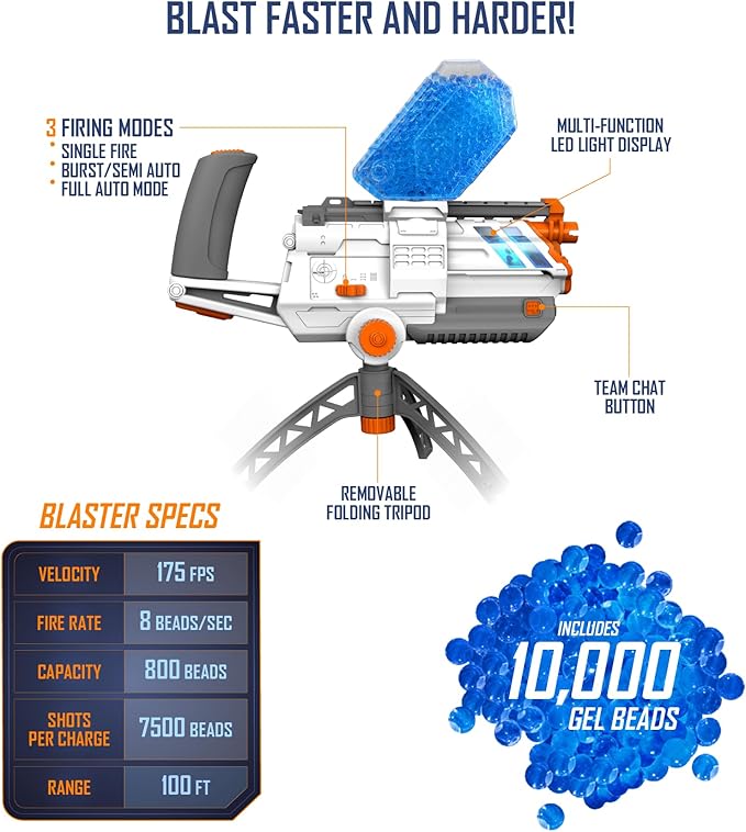 Faction Sentinel Remote-Controlled Turret Gel Blaster (Cloud Enabled, Multiplayer Bluetooth App Play) w/Night Tracer Tech, 500 Glow Rounds, Target Practice Beacon, 10k Blue Rounds, Protective Eyewear