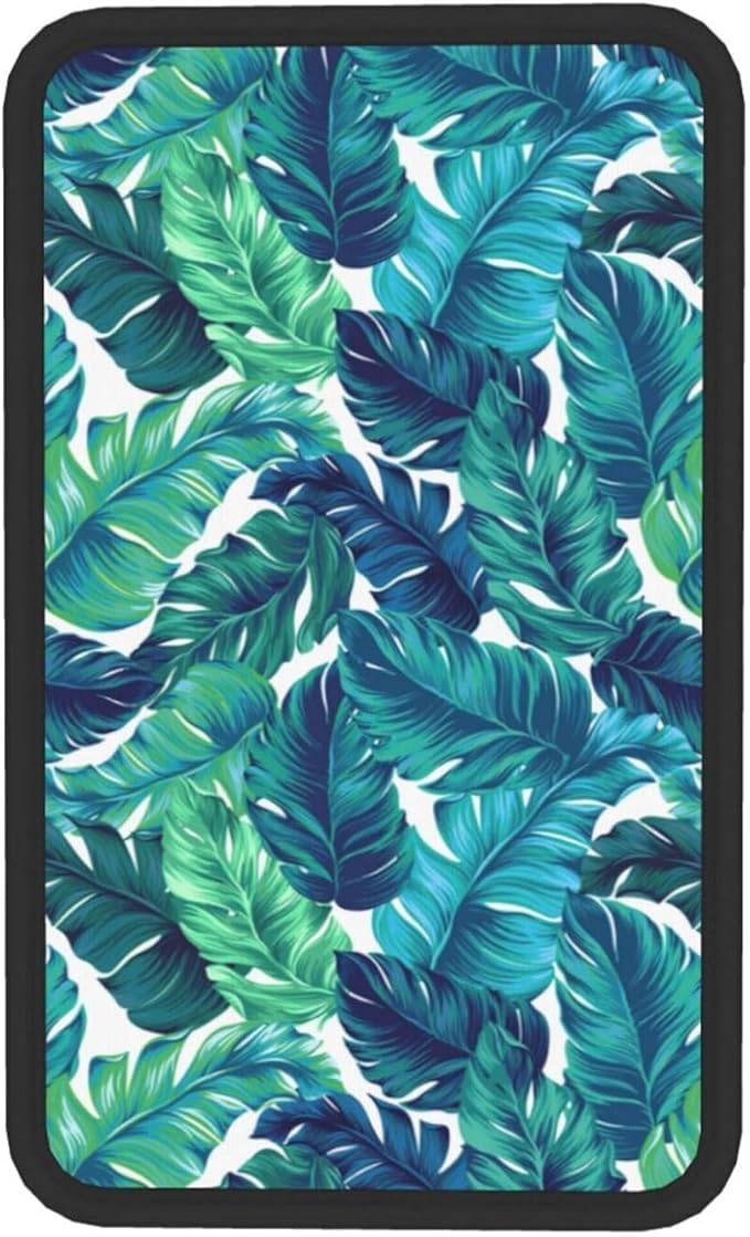 DORKEIXIA Palm Leaves Leaf Tropical Hawaiian Summer Green Auto Center Console Armrest Pad Universal Car Center Console Cover Seat Box Cover for Sedan, Van, SUV, Truck Car Accessorie