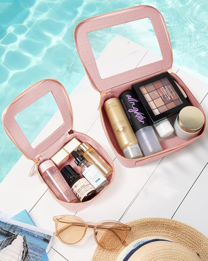 FFpaw Travel Clear Makeup Bag Set, TSA Approved Cosmetic Bag Case with Zipper Portable Makeup Pouch Toiletry Bag Women Traveling Cosmetic Organizer Storage Bag Car Organizer Car Essentials for Women