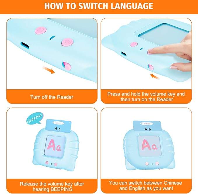 Talking Flash Cards with 384 Sight Words (Including Letters and Numbers), Montessori Educational Learning Interactive Toddler Toys, Speech Therapy and Autism Sensory Toys, Blue