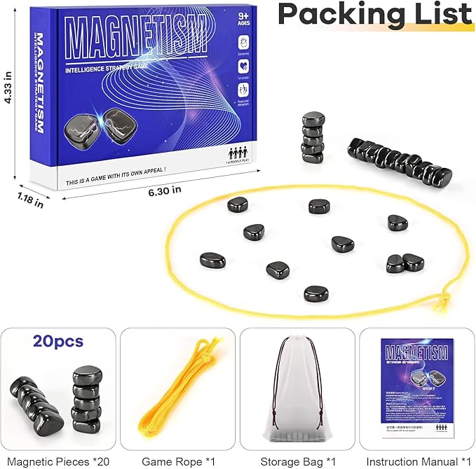 Magnetic Chess Game, Magnet Game with Rope, Party Travel Desktop Magnetic Strategy Game, Kids Gifts Family Games Educational Games for Kids and Adults