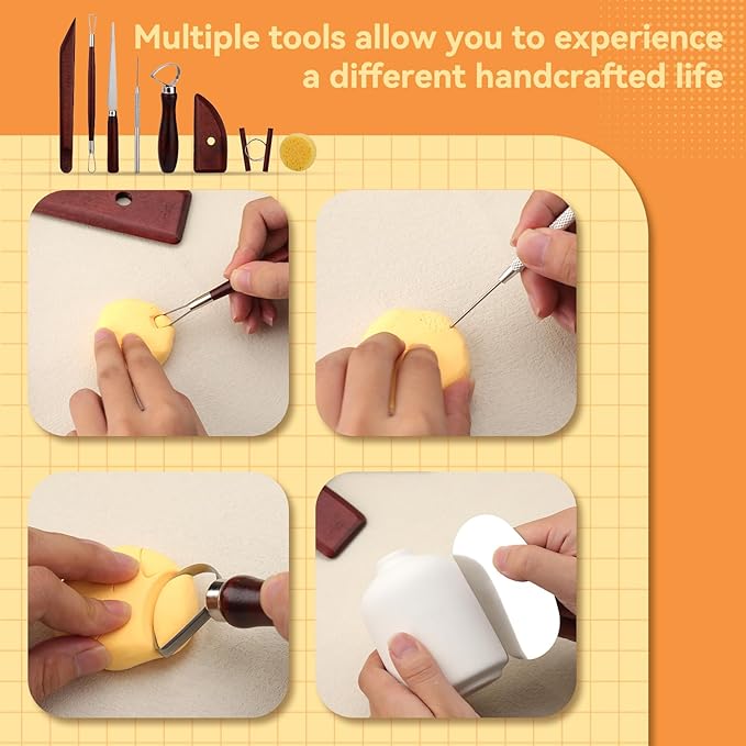 Pottery Tools Kit, Clay Tools Set, Ceramic Tool Kit, Pottery Tools and Supplies with Clay Cutting, Modeling, Trimming Tools for Smoothing, Cleaning, Carving