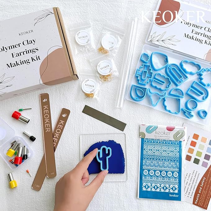 Keoker Polymer Clay Jewelry Making Kit, 103 PCS Clay Earring Making Kit for Teens and Adults, Fashion Designer Kits, Polymer Clay Earrings Kit Crafts, Great Gifts