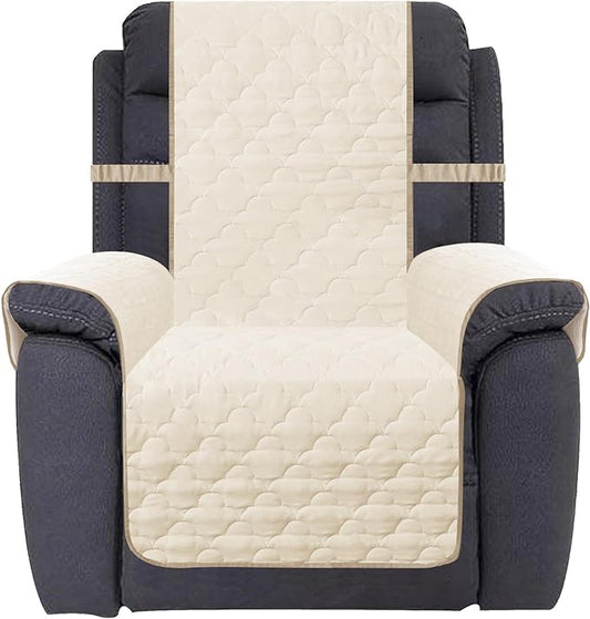 CHHKON Waterproof Nonslip Recliner Cover Stay in Place Dog Couch Chair Cover Furniture Protector Ideal Sofa Slipcovers for Pets and Kids (Ivory, 30'')