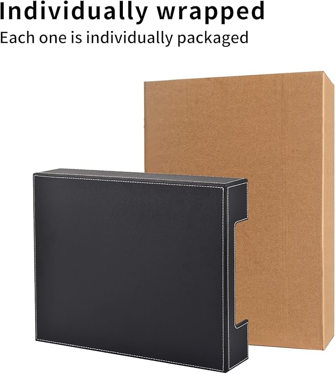 Leather Letter Tray, Office Supplies Desk Organizer for Mail Paper Files Magazines Jewelry Cosmetics,Luxury Letter Holder&Multipurpos Stackable Office Desktop Storage Box,Black