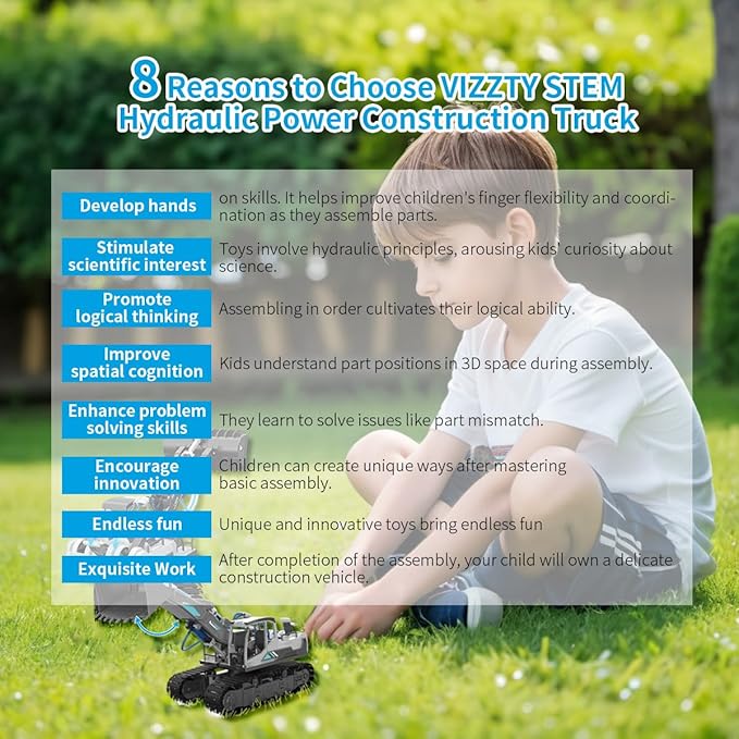 STEM Building Block Assembly Toy Set for Kids - Hydraulic Bulldozer Science Experiment Small Toys with Powerful Learning Experience Best Gift Toys for Boys Girls Age 8-12