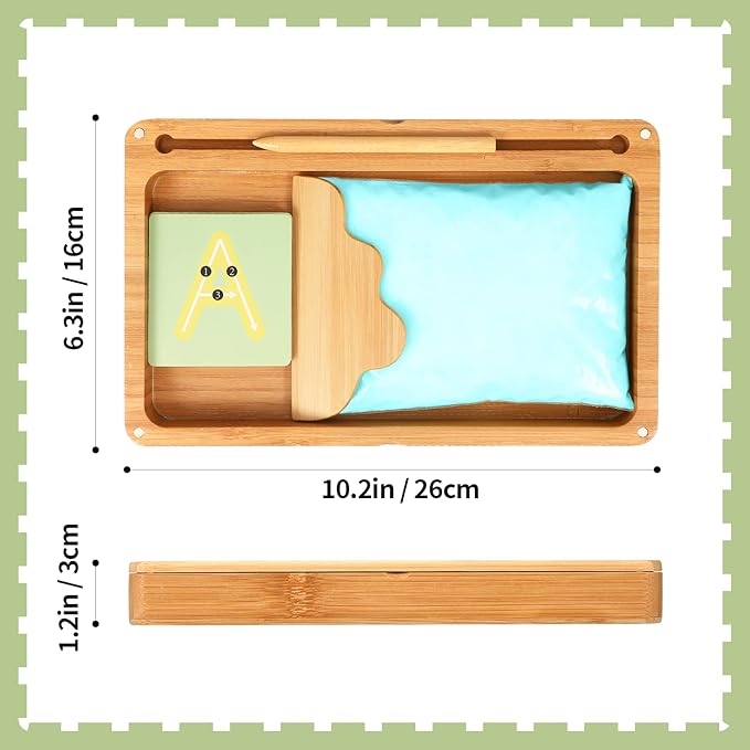 Sand Tray for Classroom Montessori Sand Tray with Lid Wooden Sand Trays for Kids Writing Letters and Numbers (Blue)