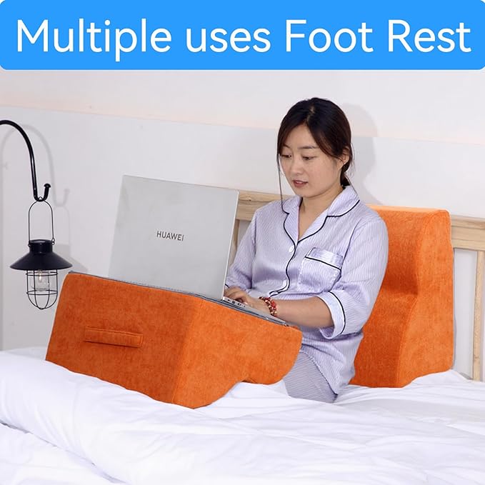 Foot Rest for Under Desk at Work.Multifunctional 3-Tier Foot Stool,with Washable Footrest.for Under Desk,Office Chair Gaming Chair & Sofa,Leg Elevation Pillow,Supports Posture (Orange)