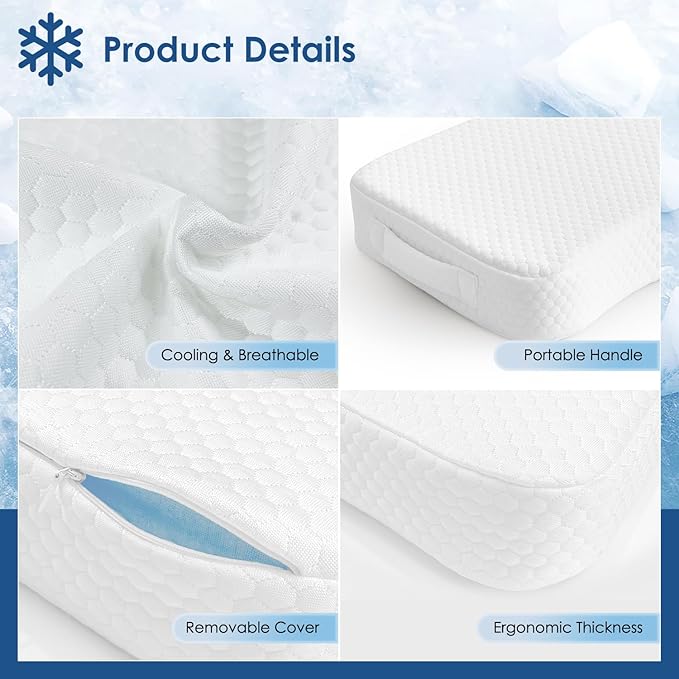 Cooling Leg Pillow for Side Sleepers 100% Cooling Fabric Knee Pillow for Side Sleeping, Leg Elevation Memory Foam Pillow for Hip/Back/Sciatica Pain Relief Helps Spine Alignment -15"x25" (Cooling, M)