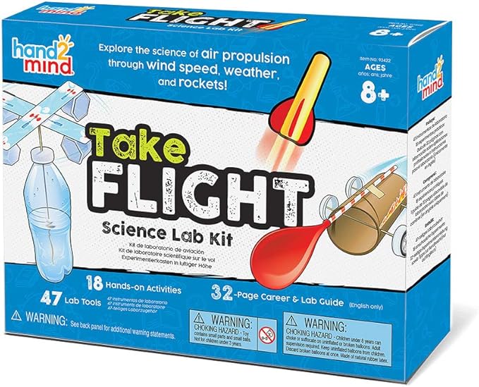 hand2mind Take Flight Science Kit, Toy Rocket Launcher for Kids Ages 8-12, Rocket Kit, Science Kits & Toys, Air Rocket Launcher Kids, 18 Science Experiments, Career & Lab Guide, STEM Toy, Kids Rocket