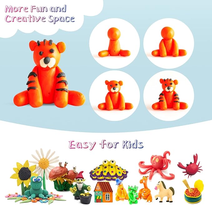 36 Colors Air Dry Clay for Kids, Modeling Clay Kit, Magic Foam DIY Clay with 3 Sculpting Tools, Ultra Light & Soft Clay, Safe & Non-Toxic & No Baking, Art Crafts Gift for Children by AORZOV