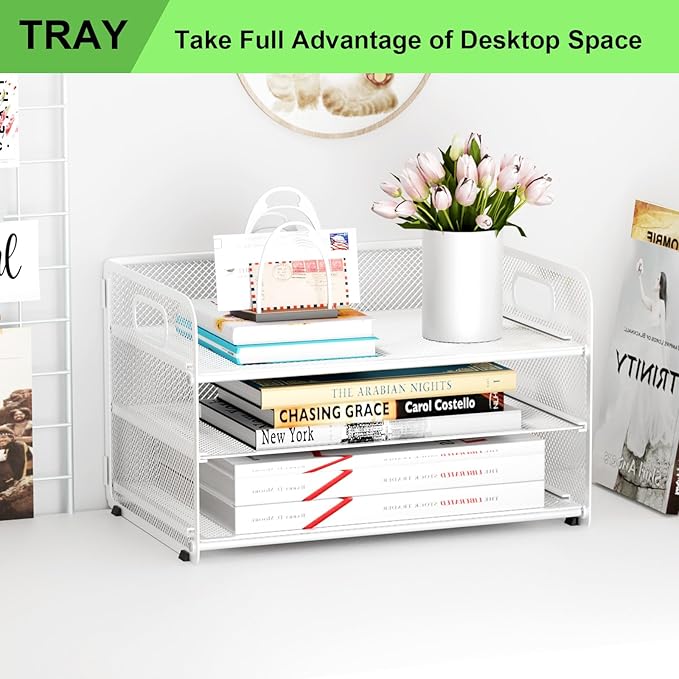 3 Tier Paper Letter Tray Organizer for Desk