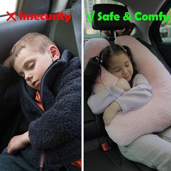 Kids Neck Pillow for Travel Provides Double Support to The Head and Neck in Any Sleeping Position on Flights, Car, and at Home, Comfortable Airplane Travel Pillow