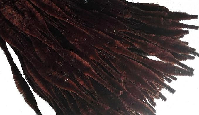 Carykon Pack of 100 Pipe Cleaners Fuzzy Bumpy Chenille Stems for Creative Handmade DIY Art Craft (Brown)