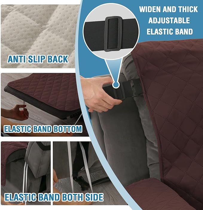 H.VERSAILTEX 100% Waterproof Loveseat Recliner Couch Cover with Console Thick Soft Loveseat Reclining Sofa Covers Washable for Kids, Dogs, Pets(Recliner Loveseat with Console, Chocolate)
