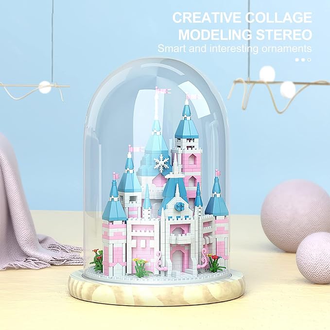 Architecture Sets Toy Building Blocks Pink Castle Set, House Building Blocks Set Miniature 1743 Pcs Micro Bricks Collectible Ideas Teen Girl Gifts Age 14 and up, DIY Decoration Home