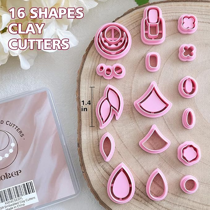 Keoker Embedded Clay Cutters, Clay Cutters for Polymer Clay Jewelry Making, Embedded Polymer Clay Earring Cutters, Earring Cutters for Polymer Clay, Polymer Clay Cutters for Earrings