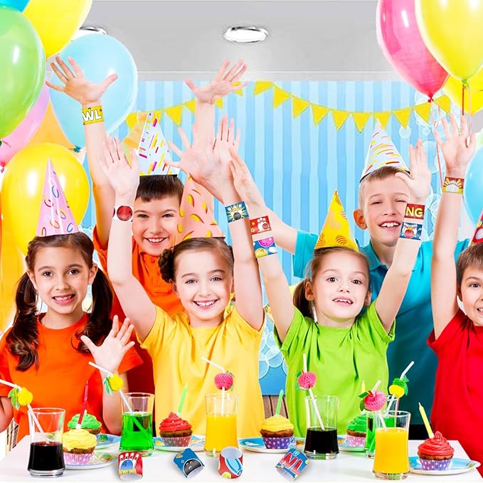 48 PCS Bowling Slap Bracelets Party Favors Bowling Wristbands Bracelets Goodie Bag Fillers for Bowling Birthday Decorations Supplies for Class Reward Prizes Gift for Kids Party Favors Birthday Gifts