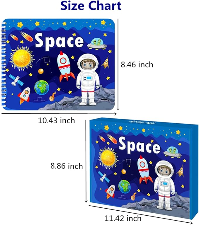 Preschool Montessori Toys for Toddlers, Space Busy Book Learning Toys for Kids Toddlers Preschool Learning Activities, Autism Sensory Educational Toys for Boys & Girls Christmas Birthday Gifts