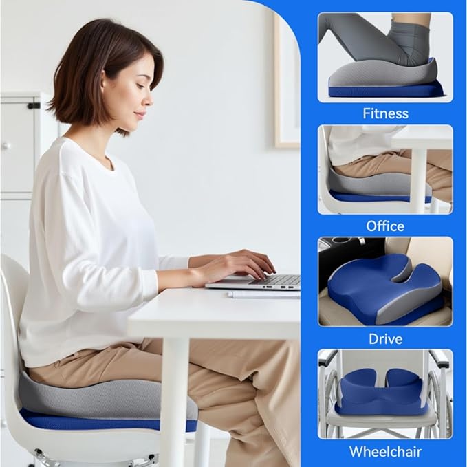 Seat Cushions for Office Chairs Wheelchair Cushion for Long Sitting Back Pain,Memory Foam Seat Car Computer Desk Chair Cushion,Coccyx Cushion for Tailbone Pain Relief Cushion Office Chair Butt Pillow