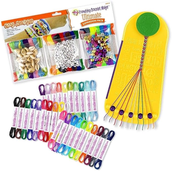 Choose Friendship, My Friendship Bracelet Maker Ultimate Expansion Pack, 120 Pre-cut Threads and 225 Beads, Makes 24-48 Bracelets