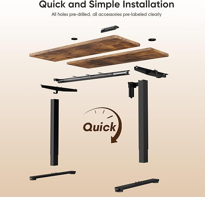 Monomi 55" Electric Standing Desk,Height Adjustable Home Office Sit Stand Up Computer PC Table,Tall Standup Workstation, Gaming, Writing, Study,Bedroom Rising Desks with Two-Piece Desktop,Brown